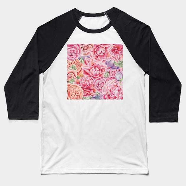 A rosi is a rose is a rose is a rose. Cute floral design in pink and purple Baseball T-Shirt by mivpiv